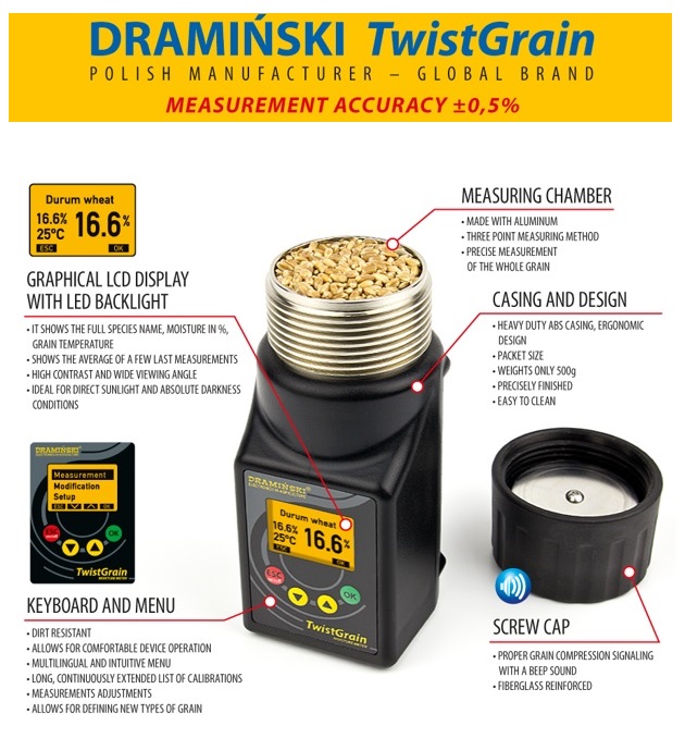 Moisture Meter DRAMINSKI TWIST GRAIN METER Spunhill Crop Care and